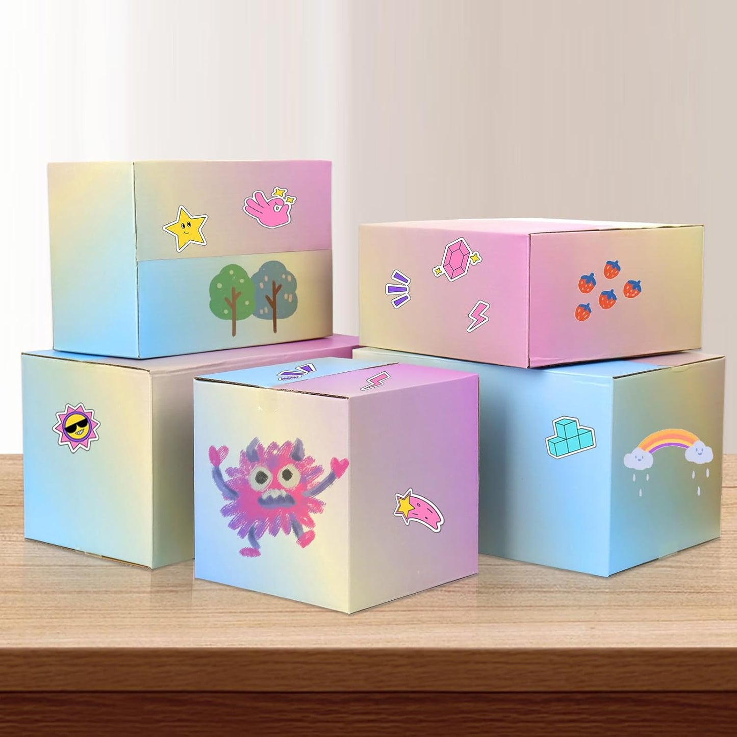 Blue-yellow-purple Shipping Boxes