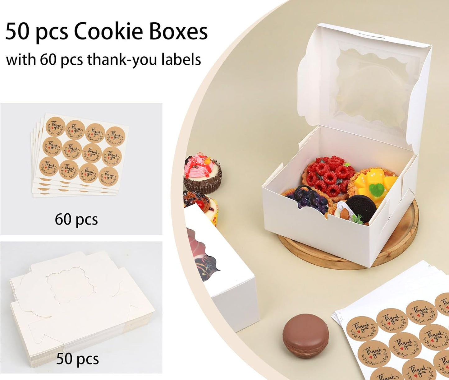 White Bakery Boxes with Window