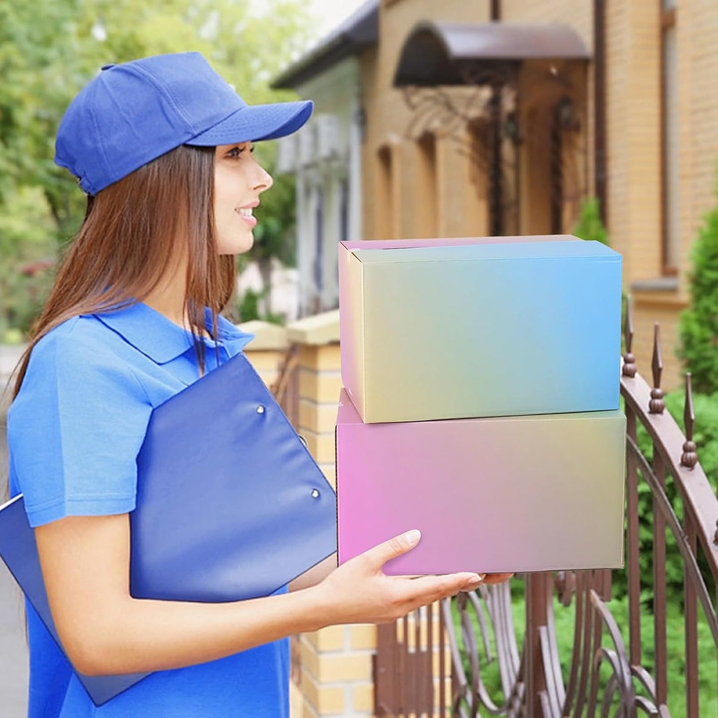 Blue-yellow-purple Shipping Boxes