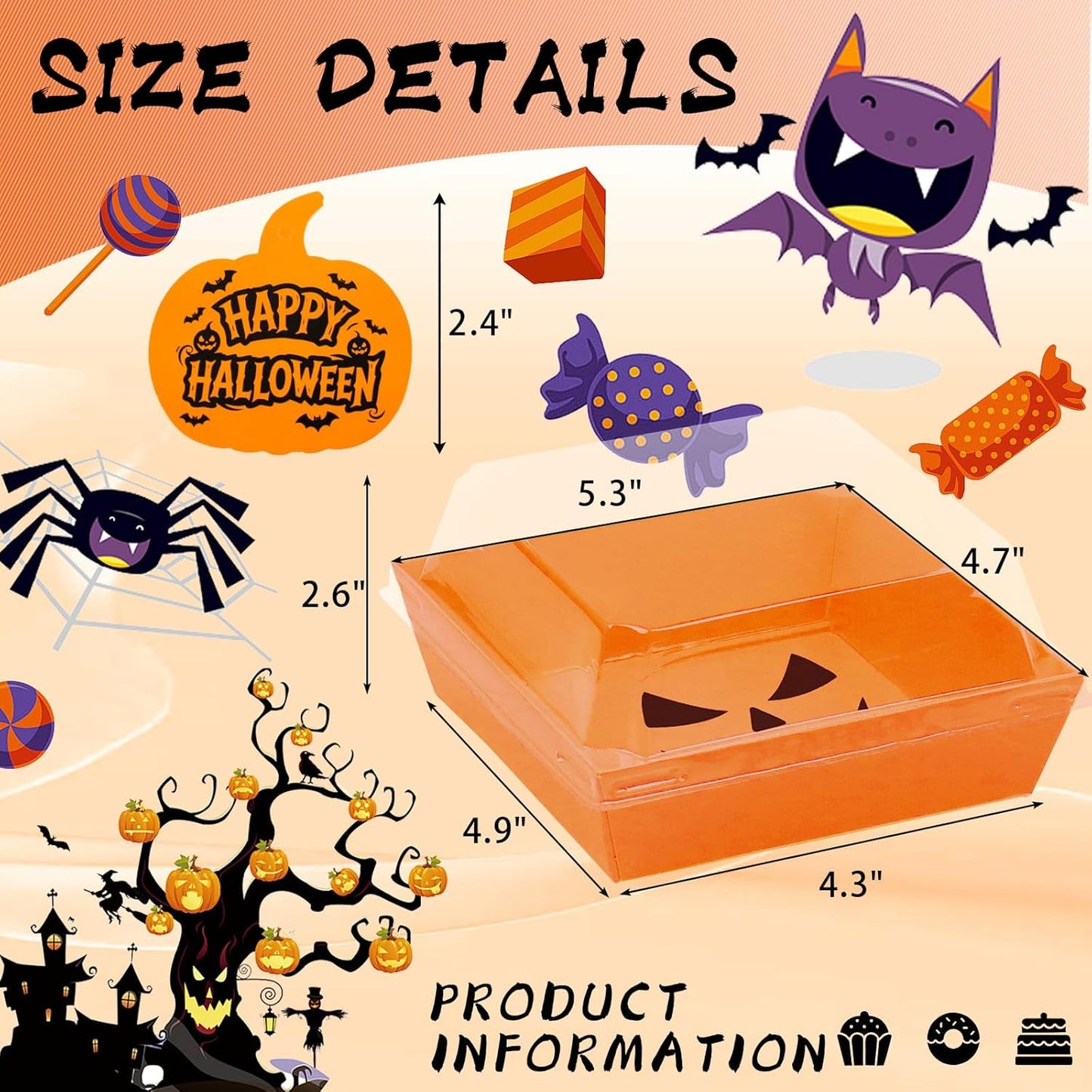Halloween Charcuterie Boxes with Clear Secure Lids