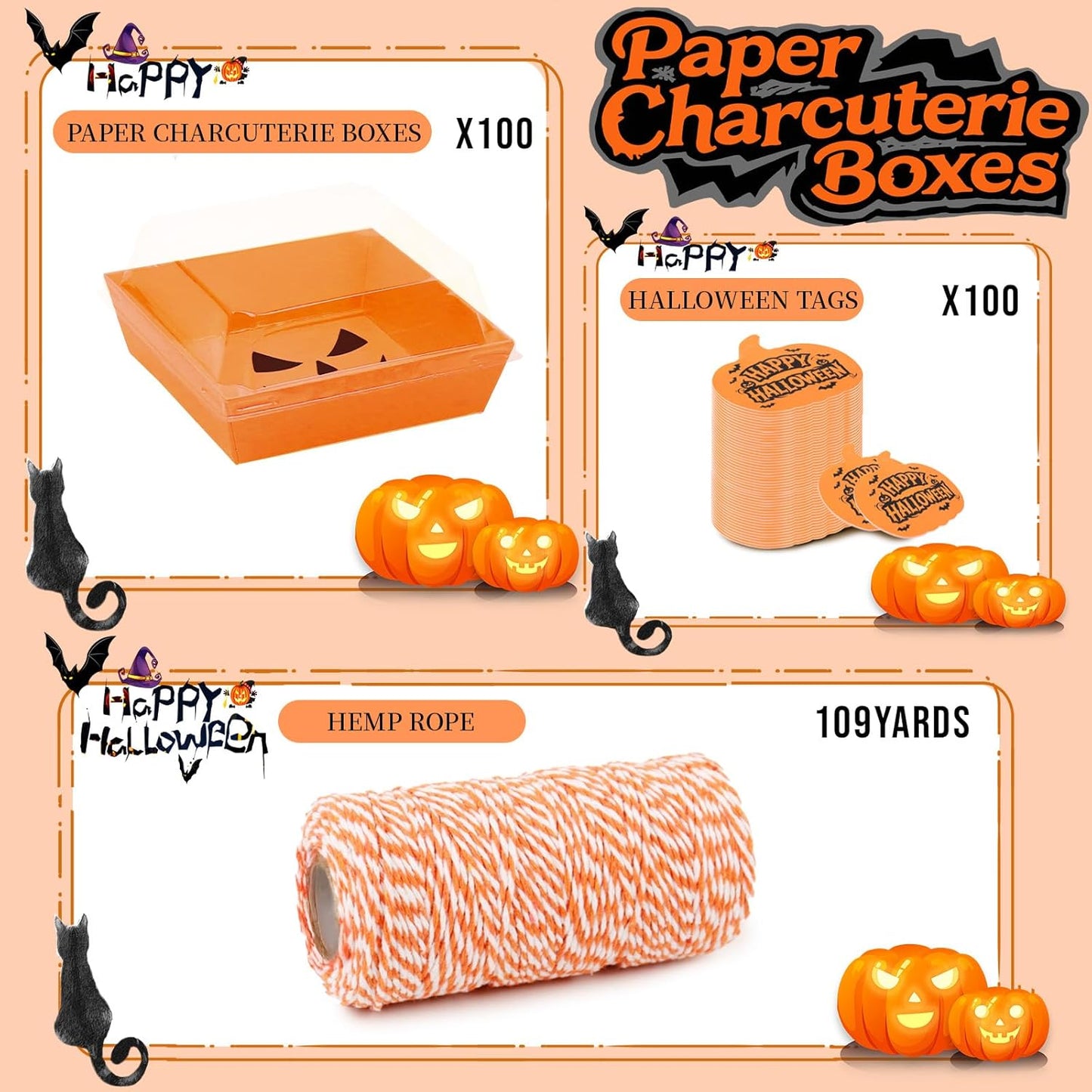 Halloween Charcuterie Boxes with Clear Secure Lids
