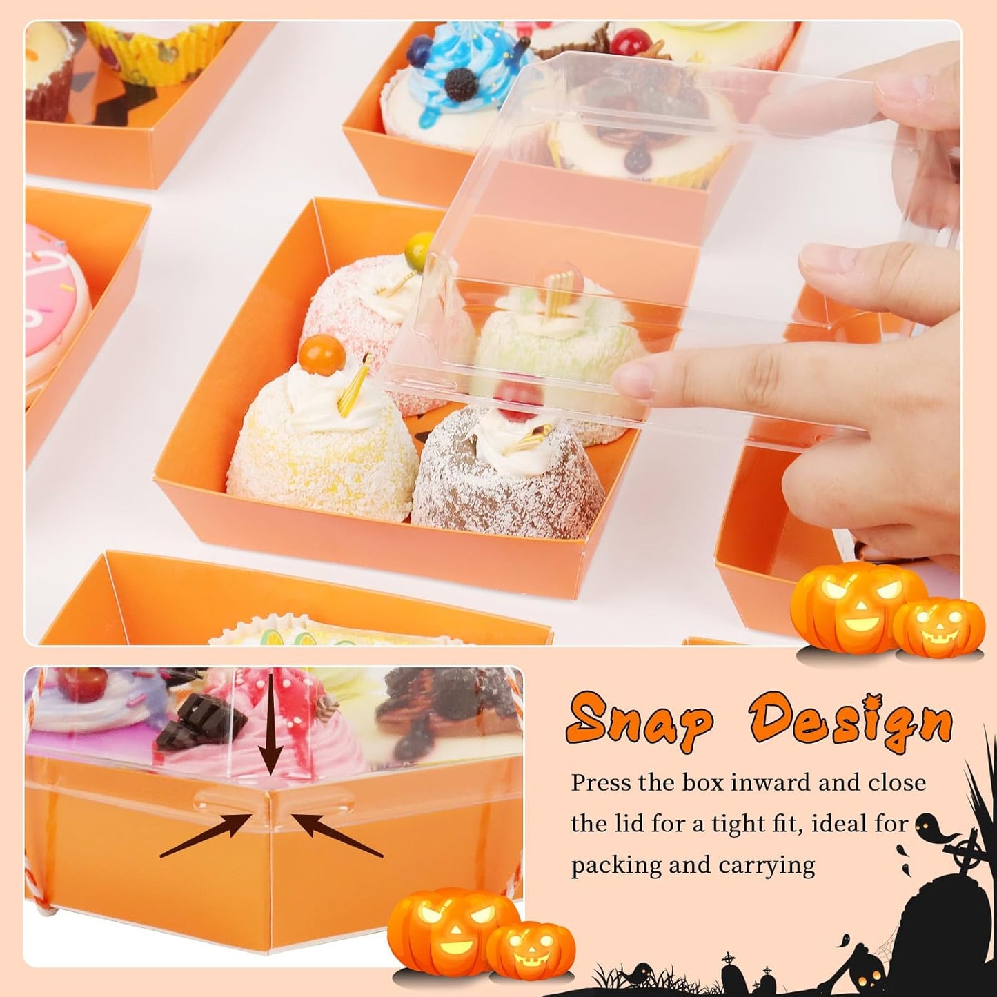 Halloween Charcuterie Boxes with Clear Secure Lids