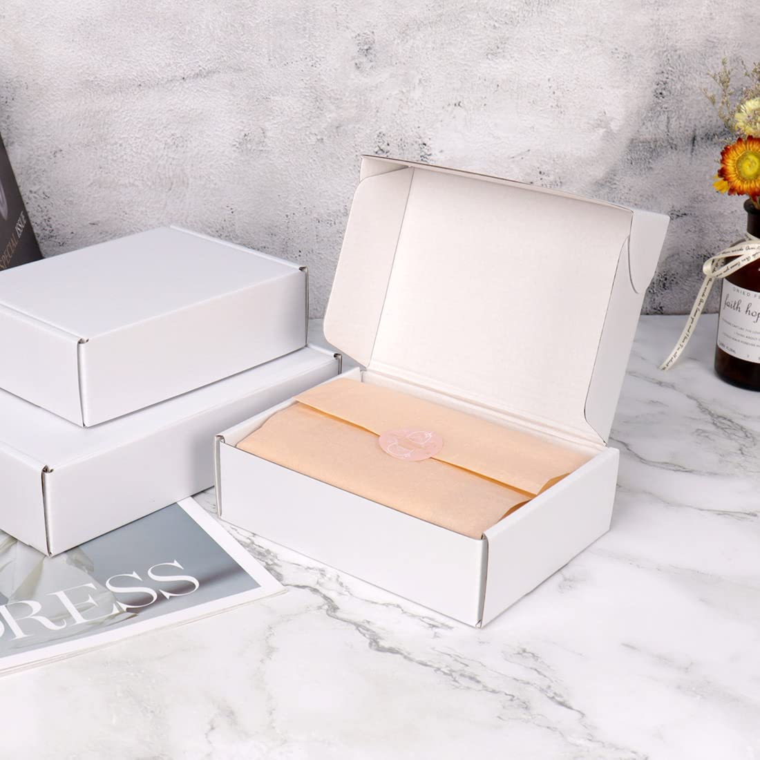 White mailer boxes