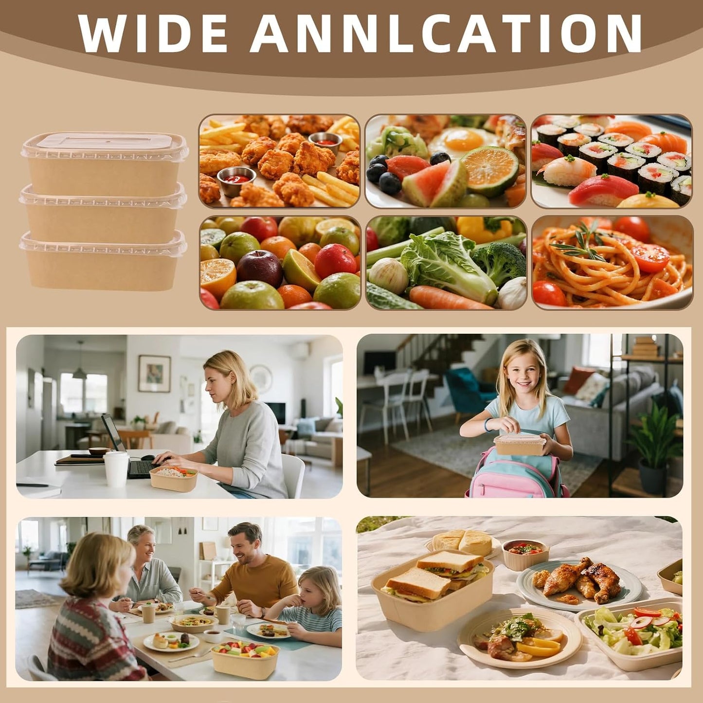 Paper Food Containers with Lids and Forks