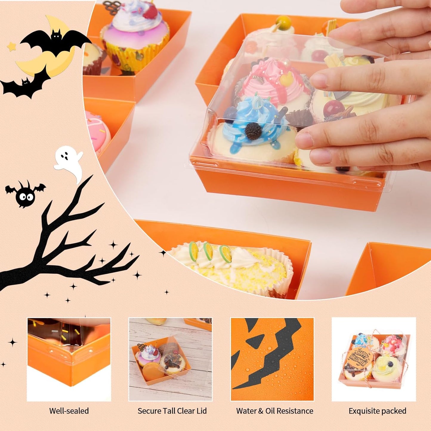 Halloween Charcuterie Boxes with Clear Secure Lids