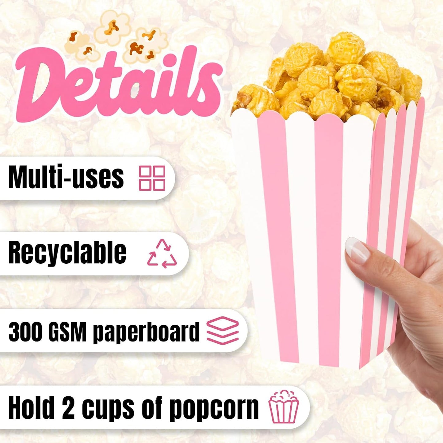 Pink-white Popcorn Boxes