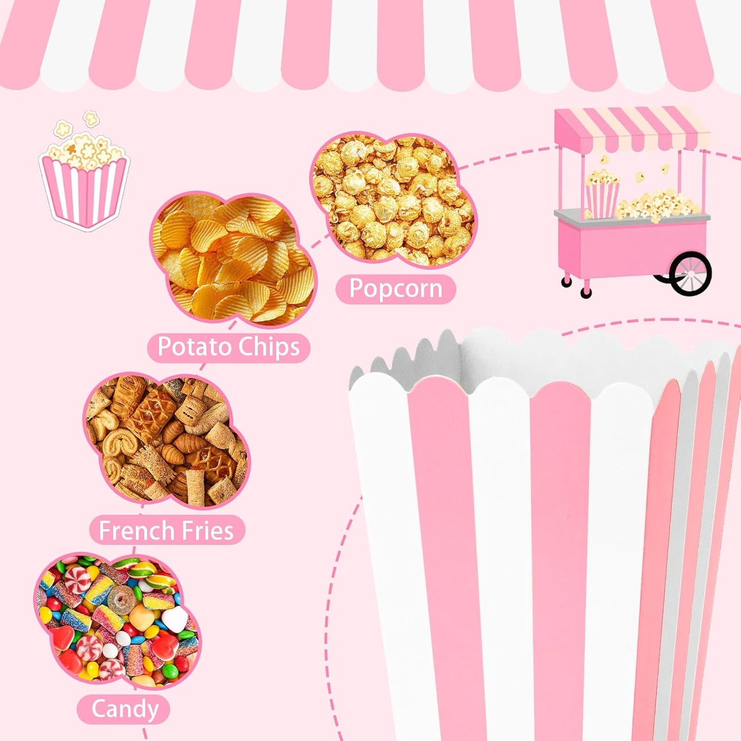 Pink-white Popcorn Boxes