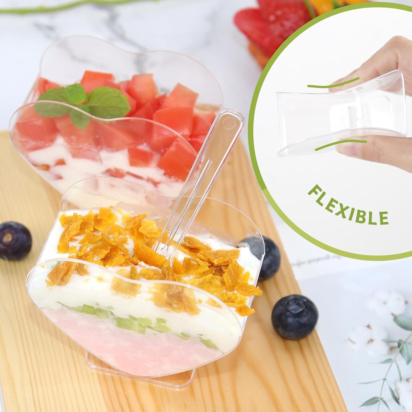 Heart-shaped Plastic Dessert Cups with Spoons