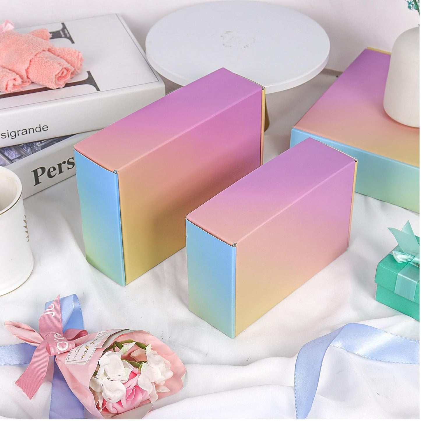Blue-Yellow-Purple Mailer Boxes
