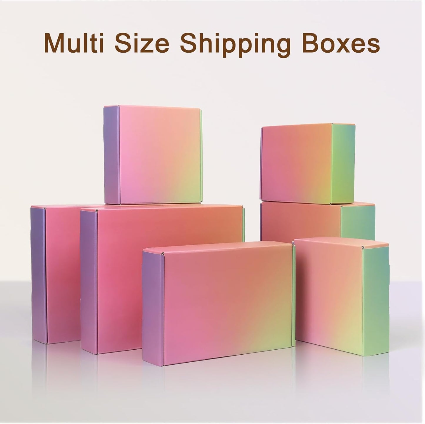 Rainbow colored mailer boxes
