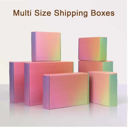 Rainbow colored mailer boxes