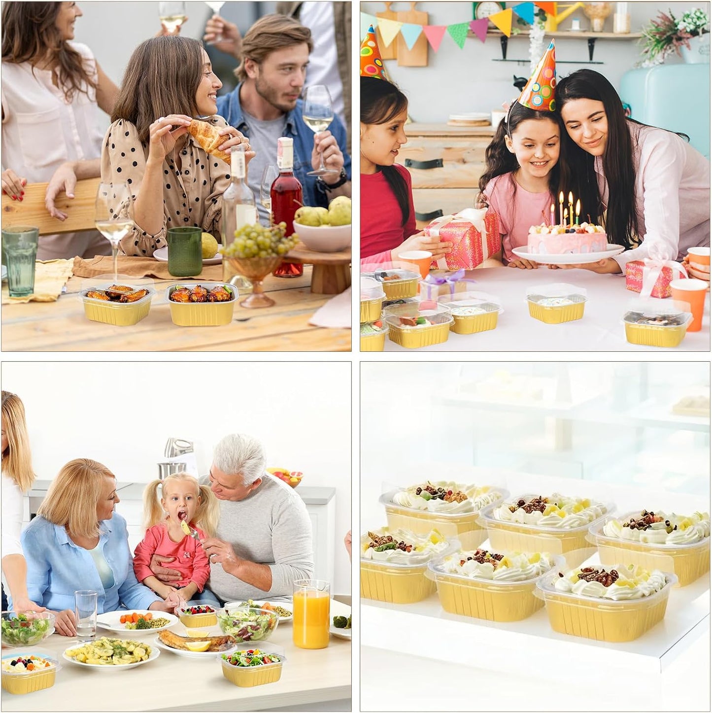 Aluminium Foil Gold Cake Pans with Lids and Spoons