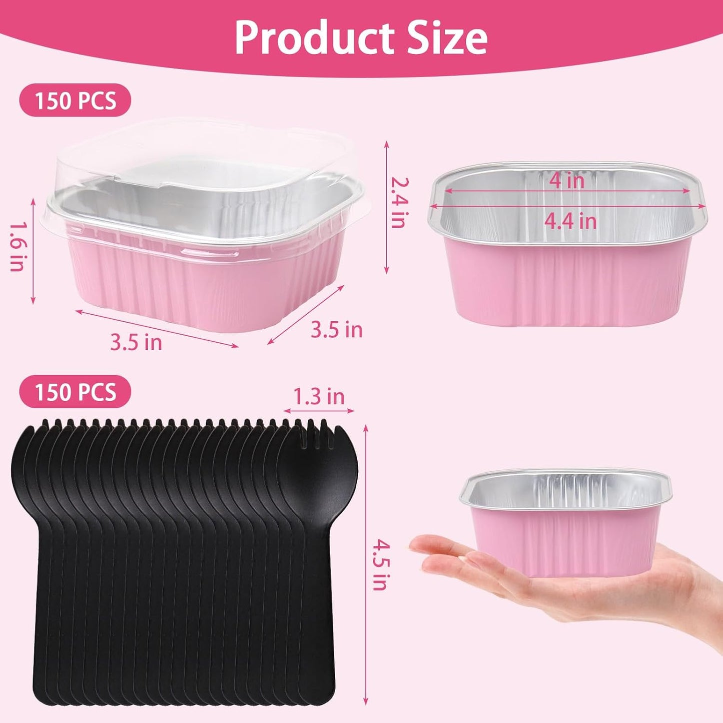 Aluminium Foil Pink Cake Pans with Lids and Spoons