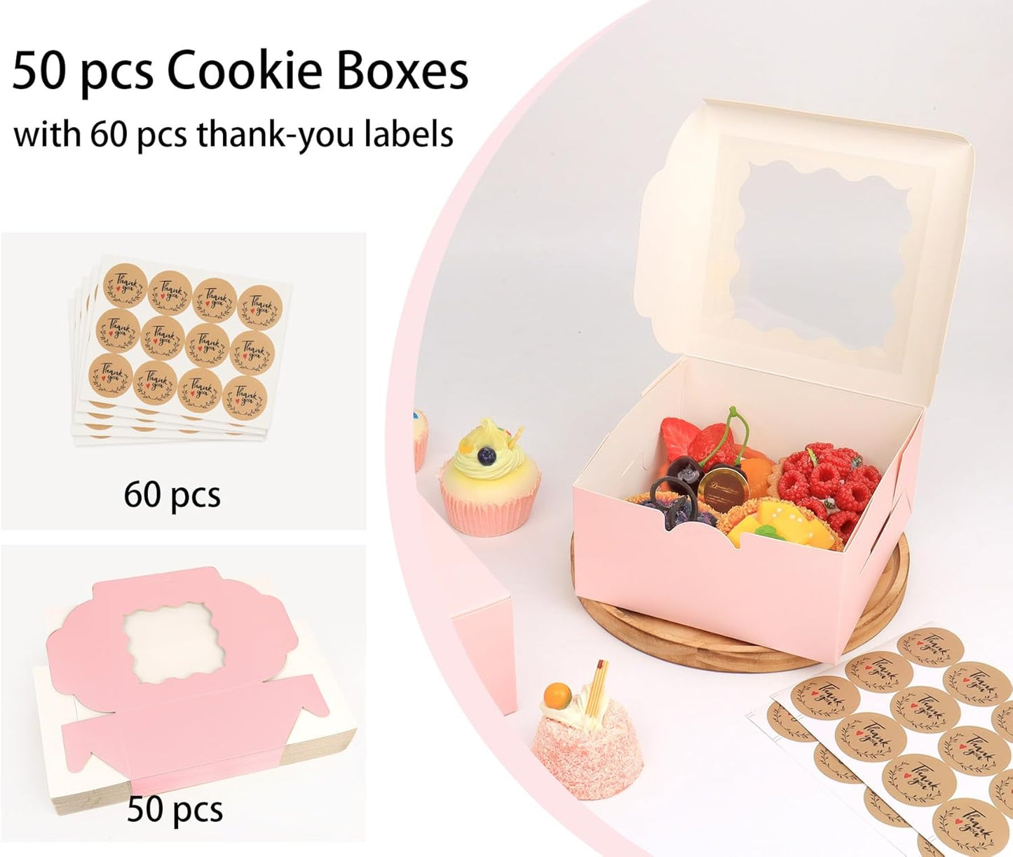 Pink Bakery Boxes with Window