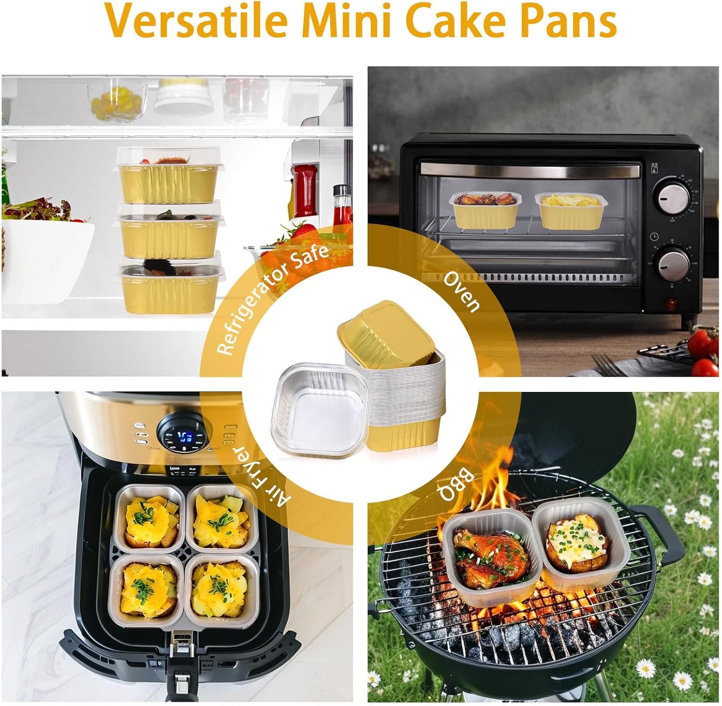 Aluminium Foil Gold Cake Pans with Lids and Spoons