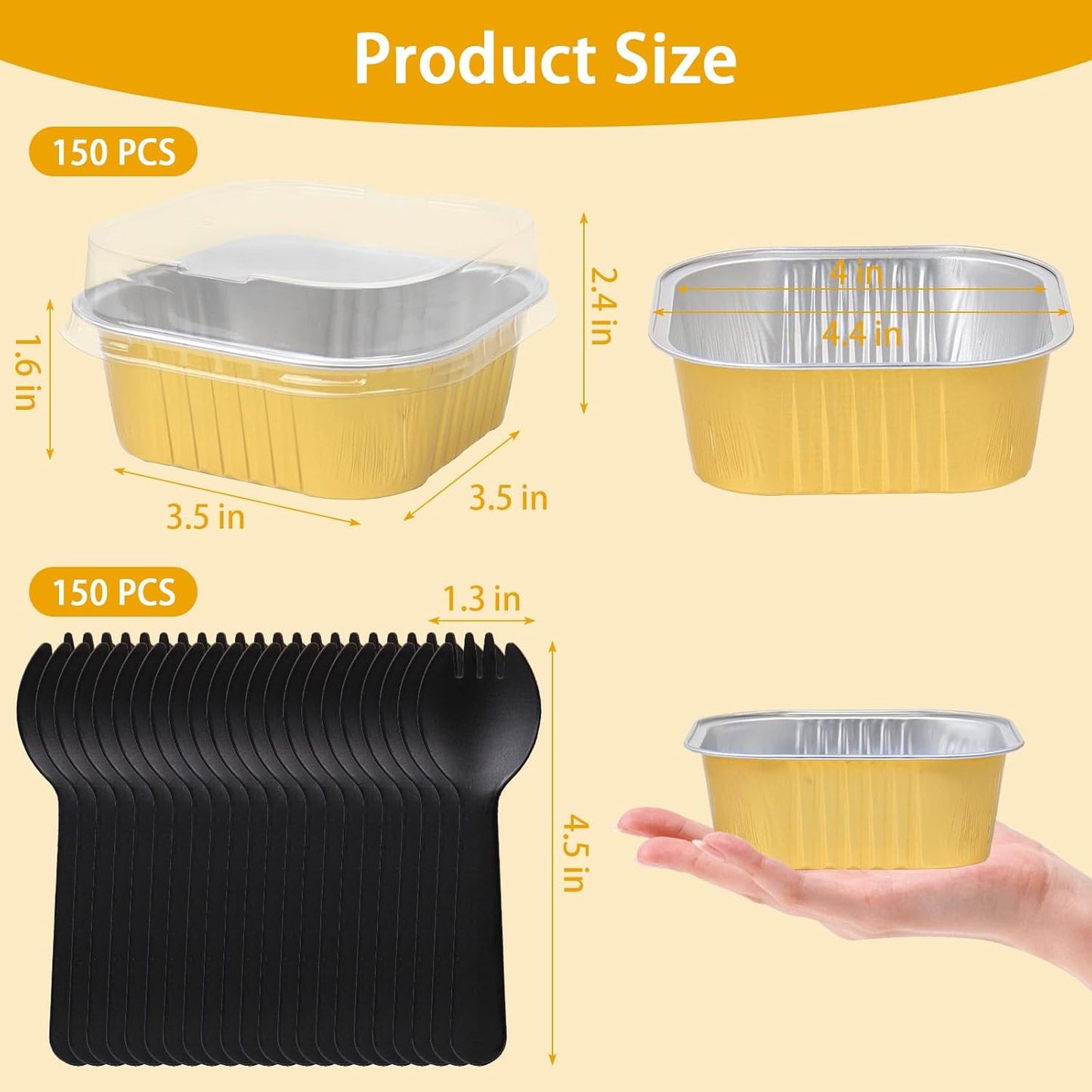 Aluminium Foil Gold Cake Pans with Lids and Spoons