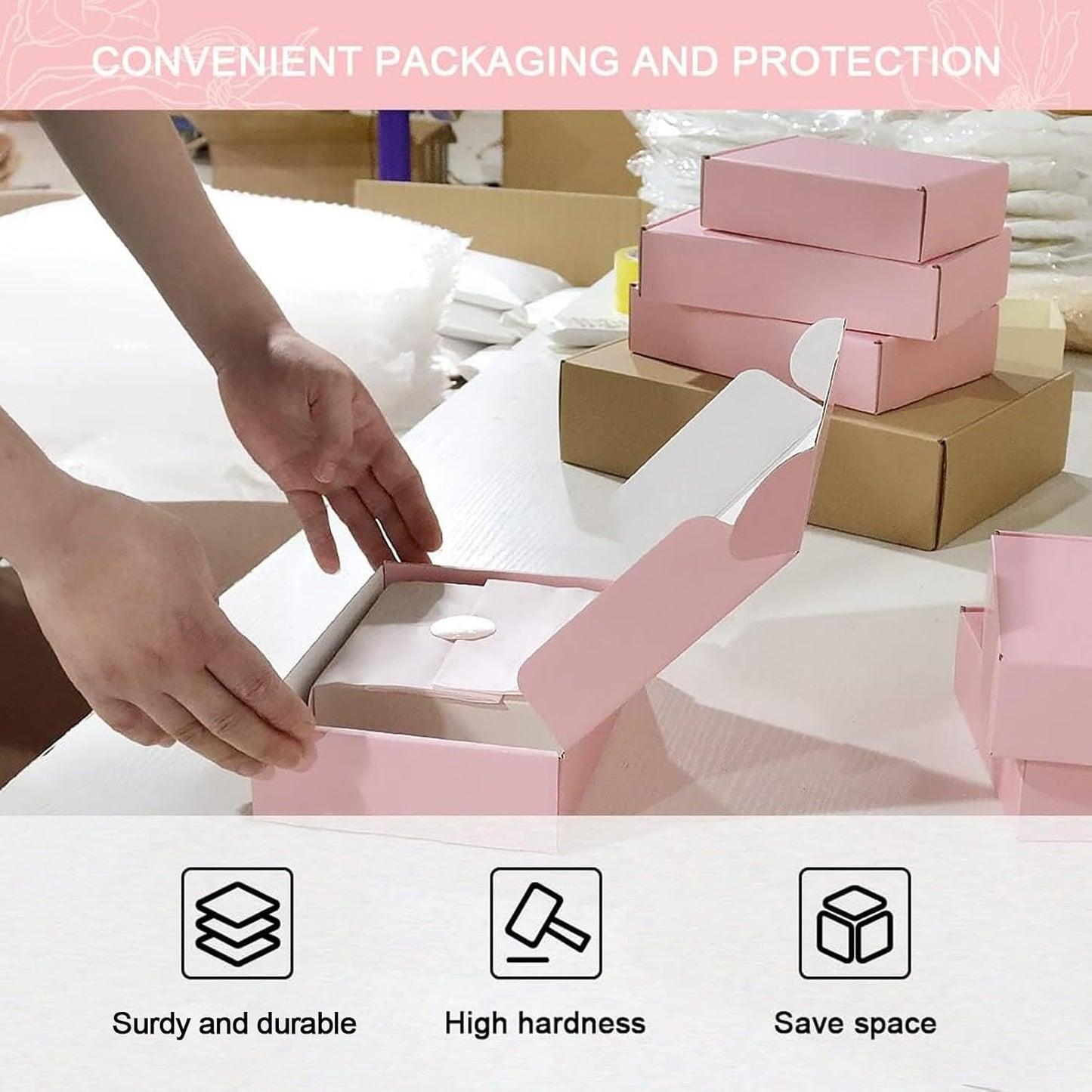 Pink mailer boxes
