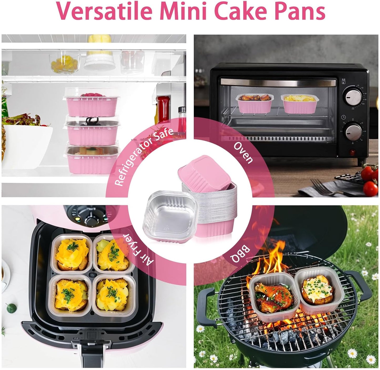 Aluminium Foil Pink Cake Pans with Lids and Spoons