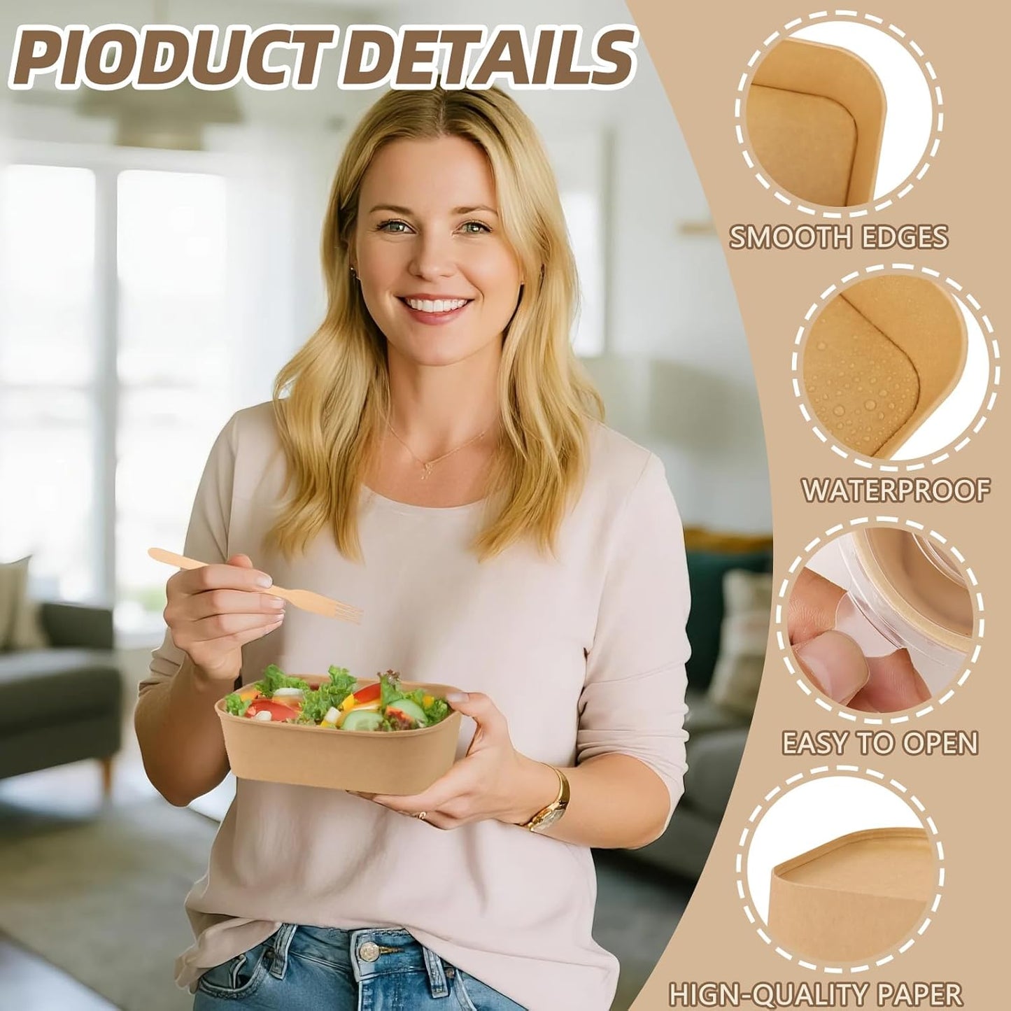 Paper Food Containers with Lids and Forks