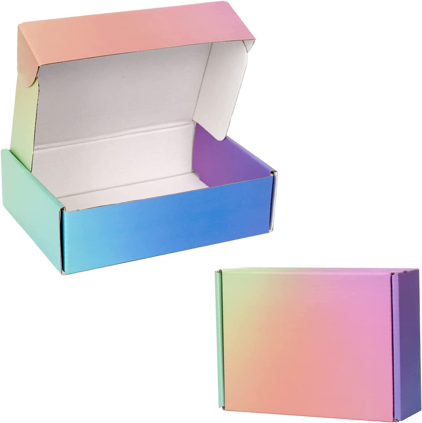 Rainbow colored mailer boxes