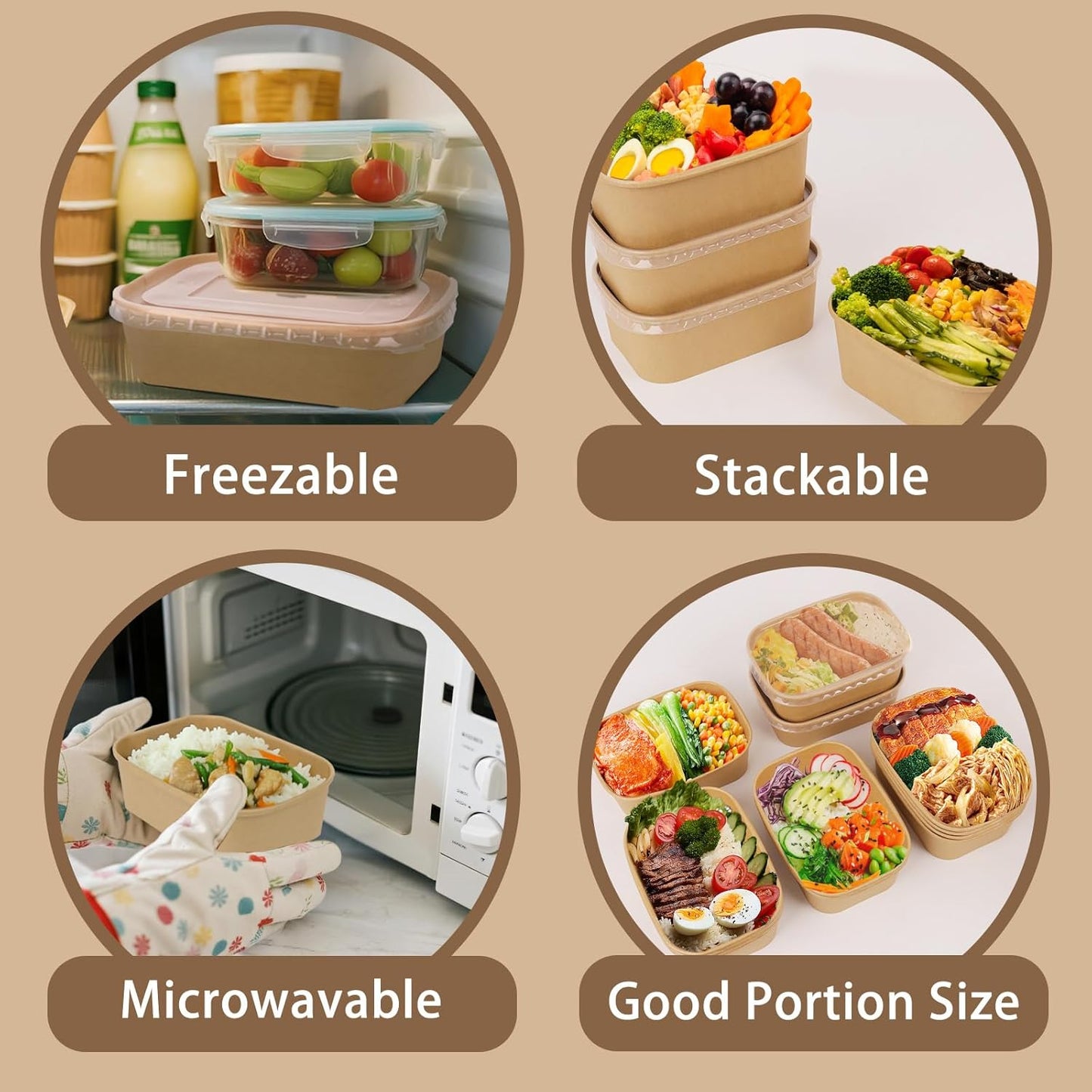 Paper Food Containers with Lids and Forks