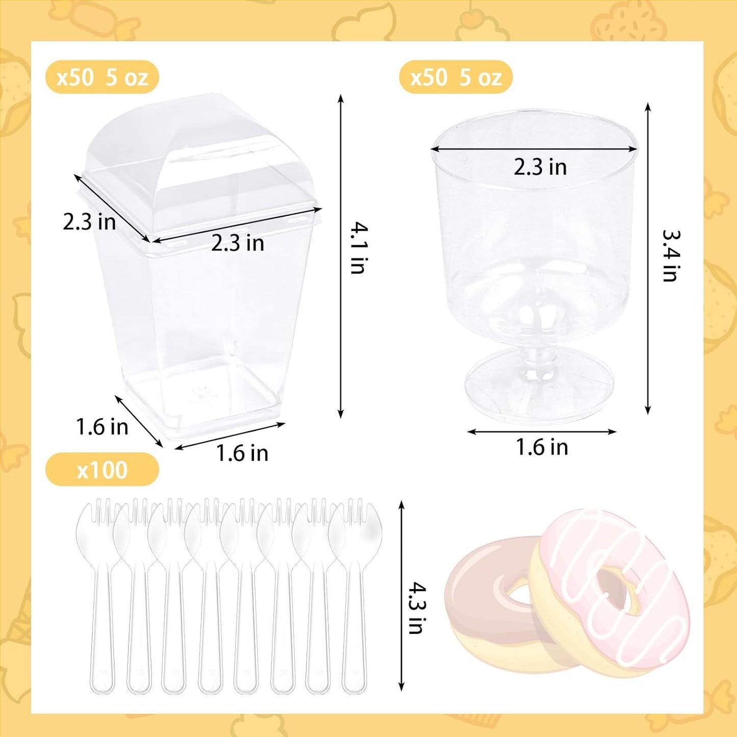 Round+Square Plastic Dessert Cups with Spoons