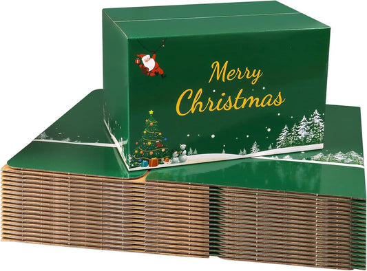 10x7x6 Inch Christmas Gift Boxes Medium 30 Pack, Green Mailing Shipping Boxes for Small Business, Corrugated Cardboard Boxes for Shipping Packaging Supplies